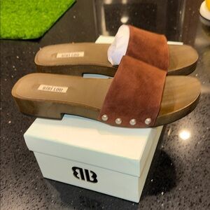 Bibi Lou Brown Suede Stud Slide Sandals size 40 size 9